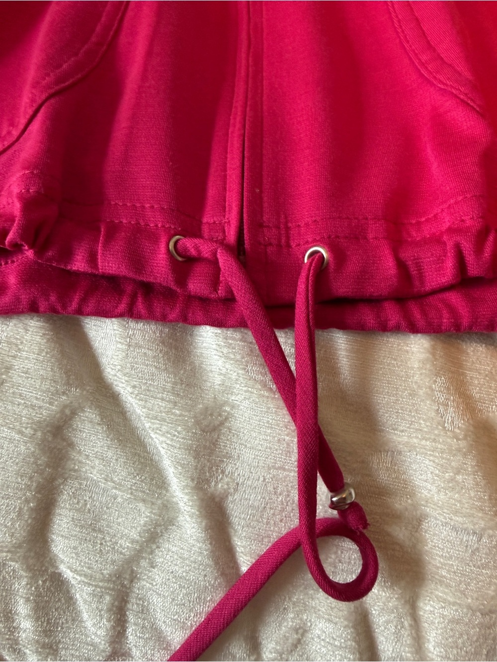 New with tags, St. John Hot Pink Full Zip with front waist tie - Picture 3 of 7